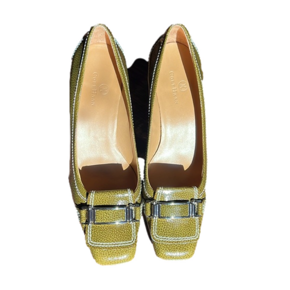 Cole Haan Green Patent Leather Kitten Heel with Buckle Square Toe. Size 8 1/2. - Picture 5 of 6